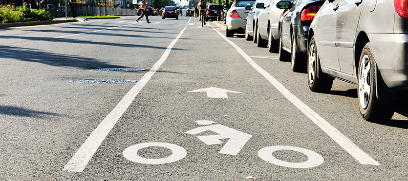 Bike lane in heavy traffic