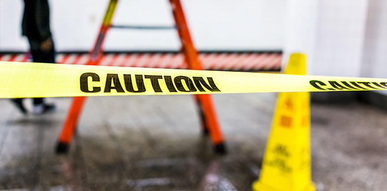 slip and fall caution area