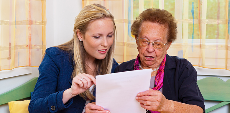 Going over a paperwork for a nursing home